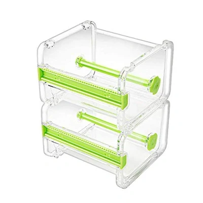 Afbeelding van Molshine 2 Pack Transparante Desktop Multi Washi Masking Tape Opslag Dispenser, Cutter, Roll Houder (Niet Inclusief Afplakband) (Groen)