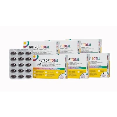 Afbeelding van 180 Nutrof Total capsules Ooggezondheidssupplement met luteïne, zeaxanthine, Omega 3 en antioxidanten Dagelijkse dosis essentiële voedingsstoffen voor een optimale ooggezondheid 30 x 6