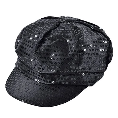Afbeelding van Bristol Novelty Heren Unisex 70&#039;s 1 stuk One Size Volwassen Pailletten Cap Style Zwart, Zwart