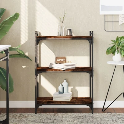 Afbeelding van Boekenkast 3 laags 60x30x86 cm bewerkt hout gerookt eikenkleur