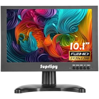 Afbeelding van Suprlipy 10.1 Inch Mini Kleine HDMI Monitor 1920x1200 16:10 IPS Metalen Behuizing Lcd scherm Ondersteuning HDMI/VGA/AV/BNC Input met Afstandsbediening Ingebouwde Luidsprekers voor PC