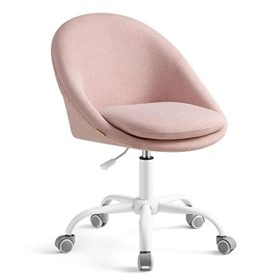Afbeelding van SONGMICS Homeoffice stoel, draaistoel, bureaustoel, schuimbekleding, in hoogte verstelbaar, voor werkkamer, slaapkamer, roze OBG020P01