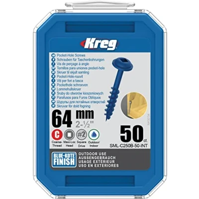 Afbeelding van Kreg Pocket Hole Schroeven (set van 50 stuks) Vierkante Aansluiting Zachthout 3 dubbele coating Voor Buiten 64 mm