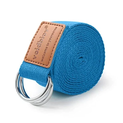 Afbeelding van Verstelbare de Yoga Riem 1.85/2.5M, D Ring Gesp Pilates Stretch Riemen, Natuurlijk Katoen Voelt, Vaste Houding, Verbetert Lichaamsflexibiliteit en Helpt Bij Spierrekken