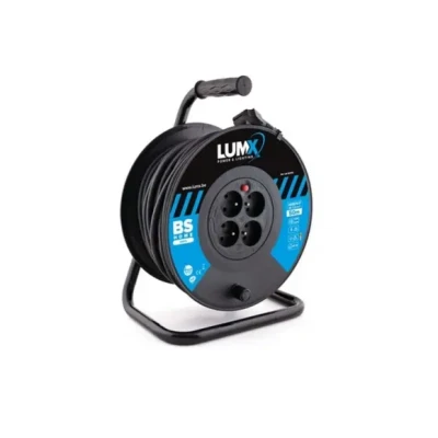 Afbeelding van LUMX LM 80050 kabelhaspel standaard 50 m 220 250V 16 A 2P+A BE/FR zwart