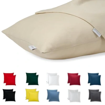 Afbeelding van Flowen Set van 2 Kussensloop 40x40 100% Katoen Satin Premium Super Zachte Kussenslopen Resistent en Hypoallergeen Anti Mijt Kussenbeschermer Decoratief met Verborgen rits Wasbaar
