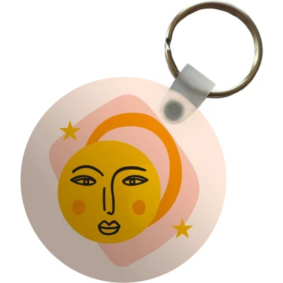 Afbeelding van Sleutelhanger Zon Roze Zomer Plastic Rond Uitdeelcadeautjes
