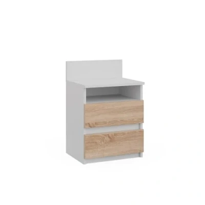 Afbeelding van Vicco Nachtkastje Monty, Wit/Sonoma, 32.3 x 59.1 cm met 2 laden