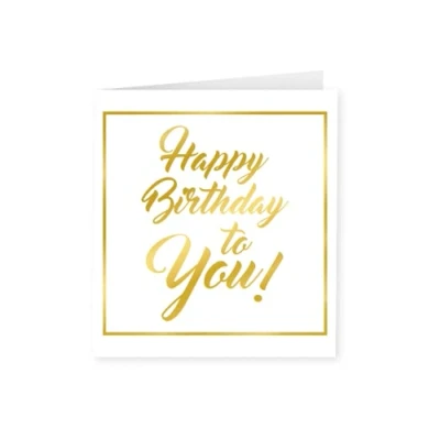 Afbeelding van PD Party 7028021 Wenskaart voor Vieringen en Verjaardagen Originele Kaarten Happy Birthday To You, Goud/Wit, 15cm Lengte x Breedte 0.5cm Hoogte