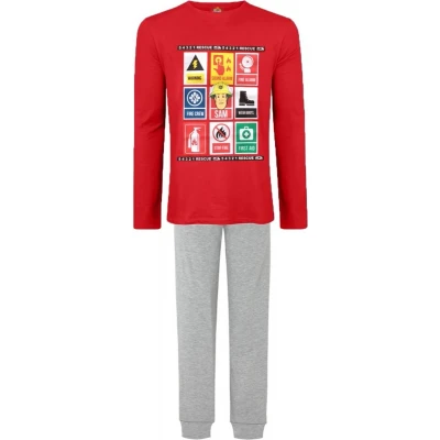 Afbeelding van Brandweerman Sam pyjama maat 128 Fireman pyama rood met grijs
