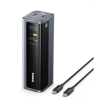 Afbeelding van Baseus EnerGeek Laptop Powerbank, 145 W, 20800 mAh, externe batterij met 2 x USB C PD 3.0 100W Max snelladen, digitaal display, compatibel MacBook Pro, Dell, HP, SteamDeck, iPhone 16/15/14/13,