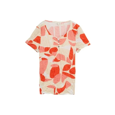 Afbeelding van TOM Tailor Crinkle MIT Muster Tshirt print, Dames, Maat: XXL, Red dots and shapes design