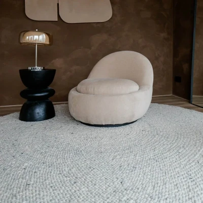 Afbeelding van Rond Wollen Vloerkleed Palermo Beige/Grijs Eva Interior 200 Ø (L)