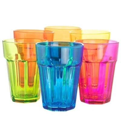 Afbeelding van Gigi Vivid Rainbow set van 6 drinkglazen 370 ml cocktailglazen waterglazen kleurrijke longdrinkglazen glazen tumbler caipirinha drinkglas waterglas