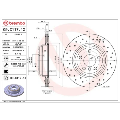 Afbeelding van Remschijf BREMBO 09.C117.1X