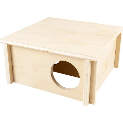 Afbeelding van Duvoplus Hok Knaagdier Knaagdieren Houten Bungalow 20x20x10cm Houtkleurig 1st