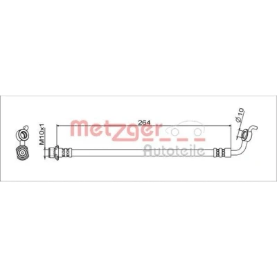 Afbeelding van METZGER 4111719 Remslang Achteras links 264mm M10x1mm