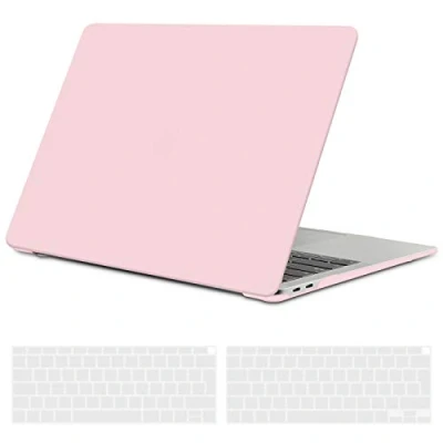 Afbeelding van TECOOL Case Hoes Compatibel met MacBook Air 13 inch Retina 2021 2020 2019 2018 M1 A2337 A2179 A1932 Touch ID, Slim Plastic Harde Koffer Bescherming Mat Hardcase en EU Toetsenbord Cover, roze