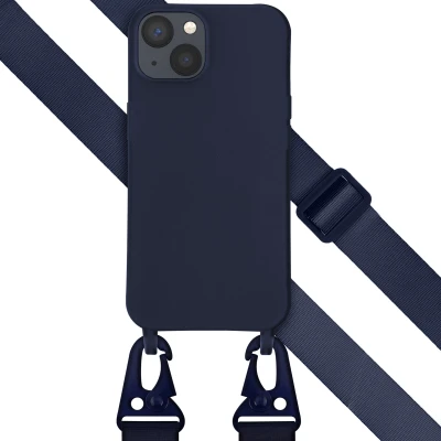 Afbeelding van Apple iPhone 13 Hoesje Siliconen en TPU (zacht) Selencia Softcase/Koordhoesje/Backcover Donkerblauw Telefoonhoesje