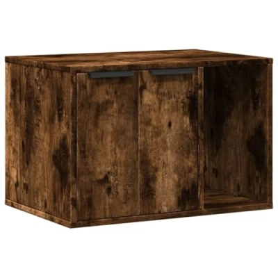 Afbeelding van vidaXL Kattenbakkast 60x40x40 cm bewerkt hout gerookt eikenkleurig