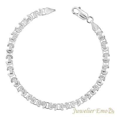 Afbeelding van Armband Zilver Platte Koningsarmband gerhodineerd Dikte 5 MM Lengte 19 CM