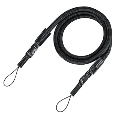 Afbeelding van Hama Camerariem met snelsluiting (gevlochten draagriem, nekband 120 cm lengte, nylon, universele schouderriem voor spiegelreflex, DSLR, compacte camera en systeemcamera, retro), zwart
