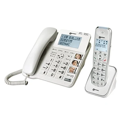 Afbeelding van Geemarc Amplidect 295 Combi Versterkte Bedrade Telefoon en Extra Handset met Antwoordapparaat, Krachtige Beltoon Grote Toetsen voor Senioren Laag of Matig Gehoorverlies