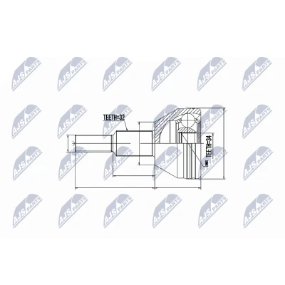 Afbeelding van Homokineet reparatie set, aandrijfas NTY NPZ CH 016