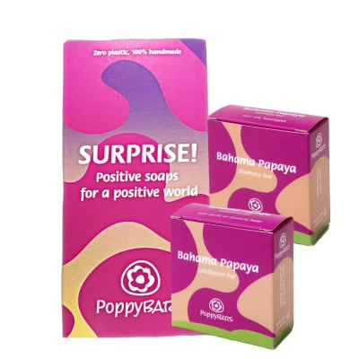 Afbeelding van POPPYBARS SHAMPOO BAR BAHAMA PAPAYA Shampoobar 60gr voor Normaal tot Droog Haar