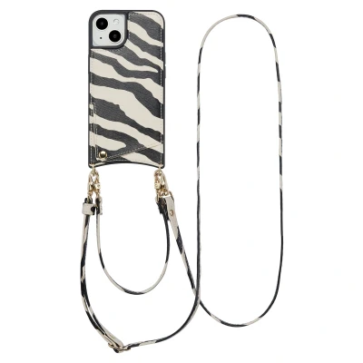 Afbeelding van Apple iPhone 13 Hoesje Kunstleder Selencia Hardcase/Koordhoesje/Backcover Zazzy Zebra Telefoonhoesje