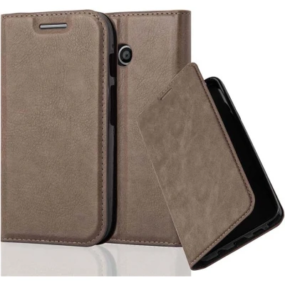 Afbeelding van Cadorabo Hoesje geschikt voor Motorola MOTO E1 in KOFFIE BRUIN Beschermhoes met magnetische sluiting, standfunctie en kaartvakje Book Case Cover Etui