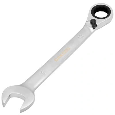 Afbeelding van DAKCOS Omkeerbare ratelsleutel, 19 mm, metrische CR V, met matte chromen afwerking