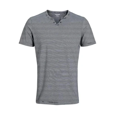 Afbeelding van Jack &amp; Jones Jjesplit NECK Stripe TEE Tshirt print, Heren, Maat: Small, Sky captain