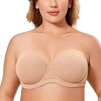 Afbeelding van Delimira Dames Onderdraad Contour Multiway Volledige Dekking Strapless BH Plus Size natuurlijk 85D