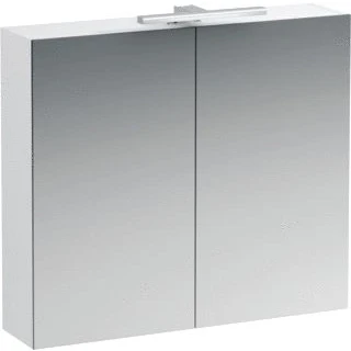 Afbeelding van Laufen base spiegelkast met 2 deuren led verlichting 80x70x18cm mat wit h4028021102601
