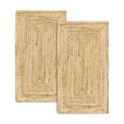 Afbeelding van HAMID Alhambra Jute Tapijten, 2 stuks, natuurlijke kleur, 100% jutevezel, handgemaakt, woonkamertapijt, eetkamer, slaapkamer, hal, kleur (60 x 110 cm), stuks