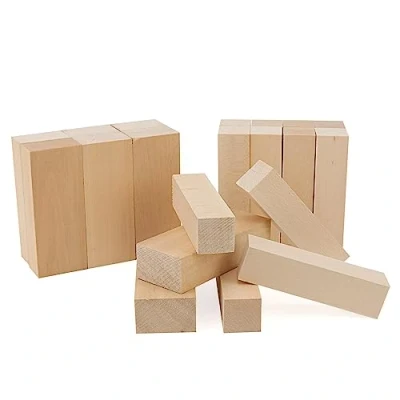 Afbeelding van MANCHAP 20 stuks houtsnijblokken set, 2 maten natuurlijke houten snijblokken, onafgewerkte houtblokken voor doe het zelf ambachten
