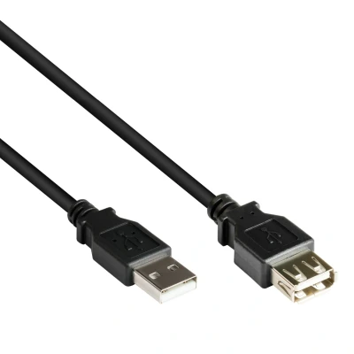 Afbeelding van USB naar verlengkabel USB2.0 tot 0,5A / zwart 0,15 meter