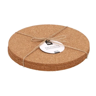 Afbeelding van Excellent Houseware Kurken Onderzetters Rond 19.5 cm 3 Stuks