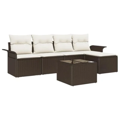 Afbeelding van vidaXL 5 Delen Tuin Sofa Set met Kussens Grijs Poly Rattan