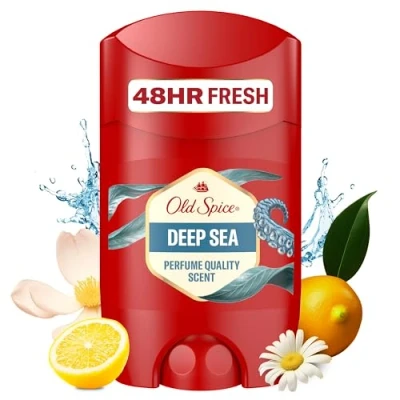 Afbeelding van Old Spice Deep Sea Deo Stick voor heren, 50 ml, 48 uur frisheid, 0% aluminiumzouten, geen witte resten en gele vlekken