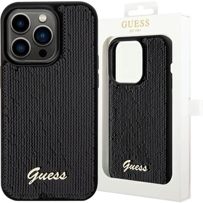 Afbeelding van Guess Sequin Script Metalen hoesje voor iPhone 13 Pro / zwart