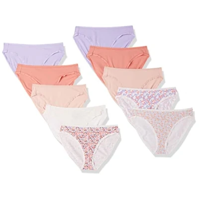 Afbeelding van Amazon Essentials Women&#039;s Katoenen hoge onderbroek met pijpen (verkrijgbaar in grote maten), Pack of 10, Bloemig/Deftig bloemenpatroon/Geruit/Veelkleurig, 42