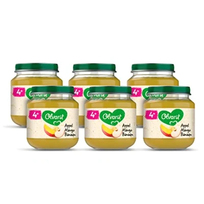 Afbeelding van 6x Olvarit 1e Fruithapje 4m Appel, Mango en Banaan 125 gr
