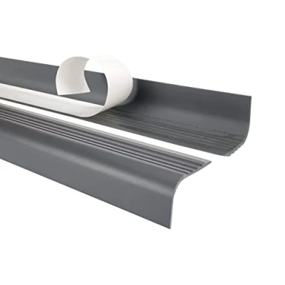 Afbeelding van Quest Traprandprofiel zelfklevend PVC kunststof trap randbescherming 52x40mm afgerond, donkergrijs, 80cm