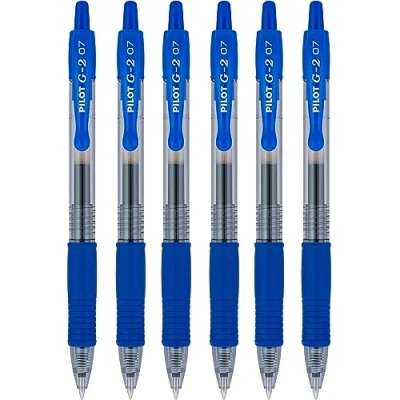 Afbeelding van Pilot g2 07 blauw fijn Retractable Gel Ink Pen rollerball 0,7 mm punt 0,39 Line breedte navulbaar bl 7 (6 pack, blauw)
