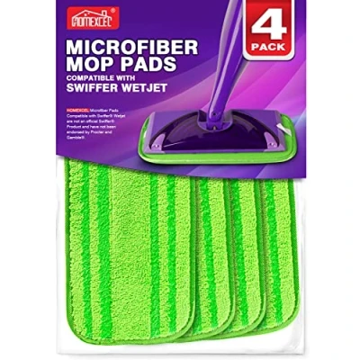 Afbeelding van HOMEXCEL Microfiber Mop Pads compatibel met Swiffer Wet Jet, Herbruikbare en Machine Wasbare Vloer Pad Navullingen, Hoofd Vervangingen voor Multi Surface &amp; Dry Cleaning, Pack van 4