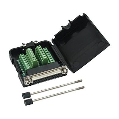 Afbeelding van YIOVVOM DB25 Breakout Board soldeervrije vrouwelijke adapter 25 pins poortadapter naar terminalconnector signaalmodule lange bouten en moeren met behuizing (vrouwelijke connector)