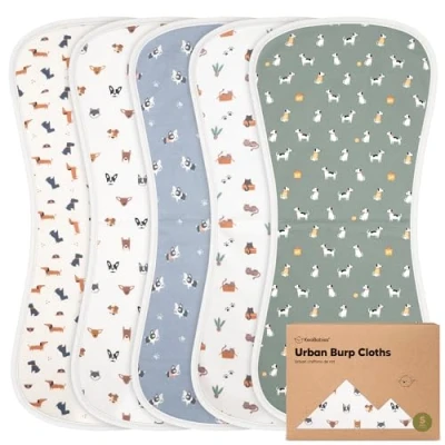 Afbeelding van KeaBabies Biologische Spuugdoeken voor Baby&#039;s, Jongens en Meisjes, Verpakking van 5 Stuks Ultra Absorberende Moltondoeken Uniseks (Pets &amp; Paws)