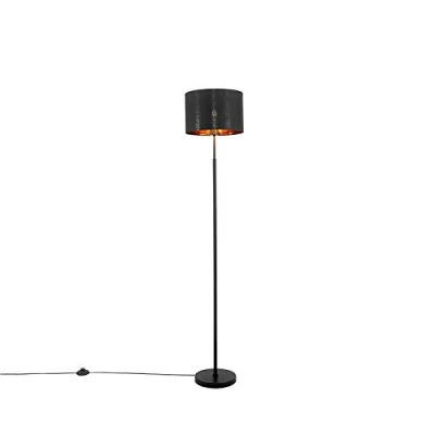 Afbeelding van QAZQA Moderne vloerlamp zwart met goud VT 1